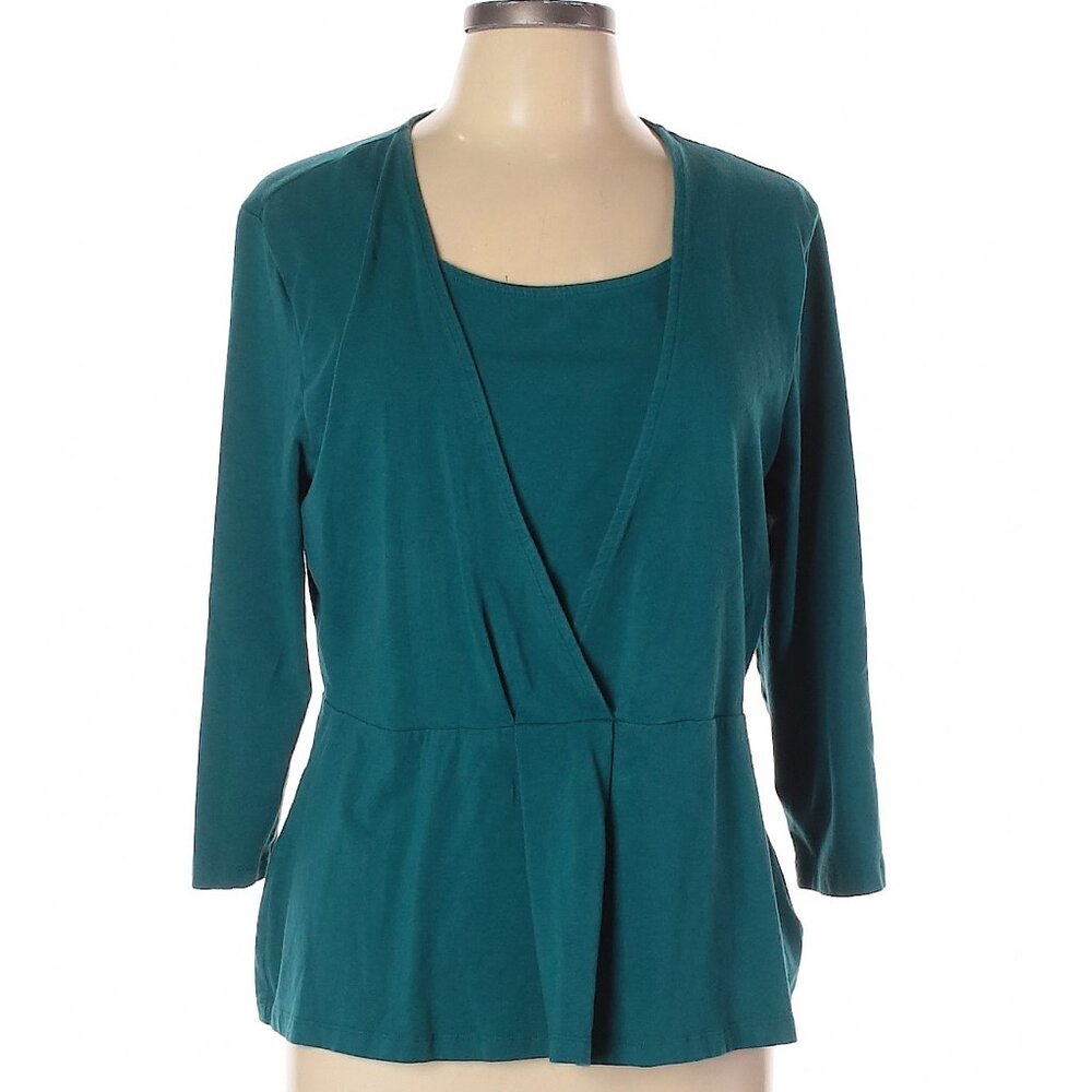 Denim & Co Size L 3/4 sleeve top
